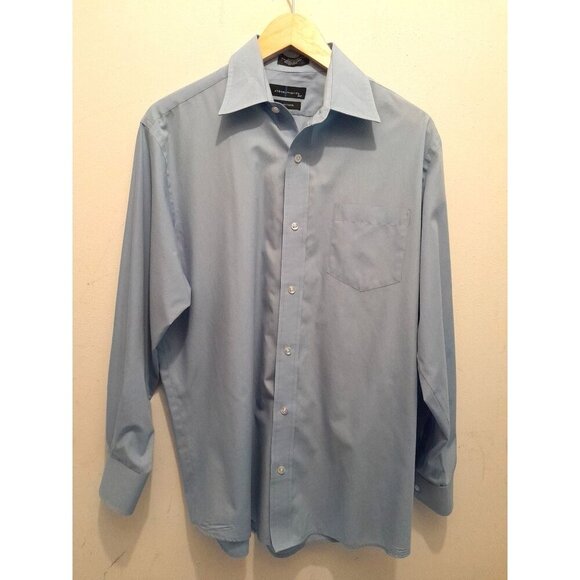 Statements Size Medium Broadcloth Career Preppy Dress Shirt Pocket Blue - Picture 1 of 4